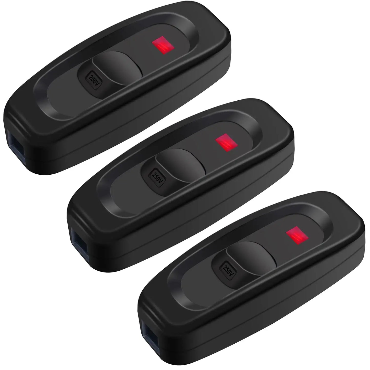 3Pcs On/Off Button Inline Cord Switch for Table Lamp Desk Light Bed Lamp 10A 250V, Black Appliance Switch