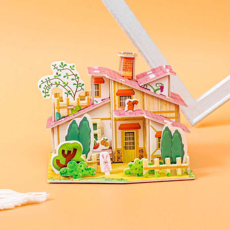 3D Puzzle Handmade DIY House Model Puzzle Children Boys and Girls Toys Paper Jigsaw Puzzle  Baby Toys Christmas Gift
