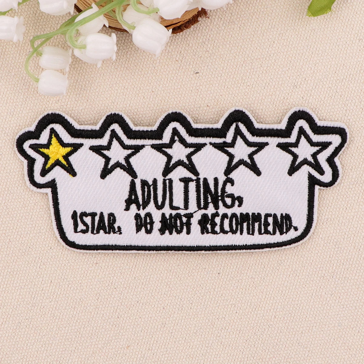 ADULTING Embroidered Patches For Clothing Thermoadhesive DIY Jackets Iron on Patches For Clothes Stars Sew Stickers