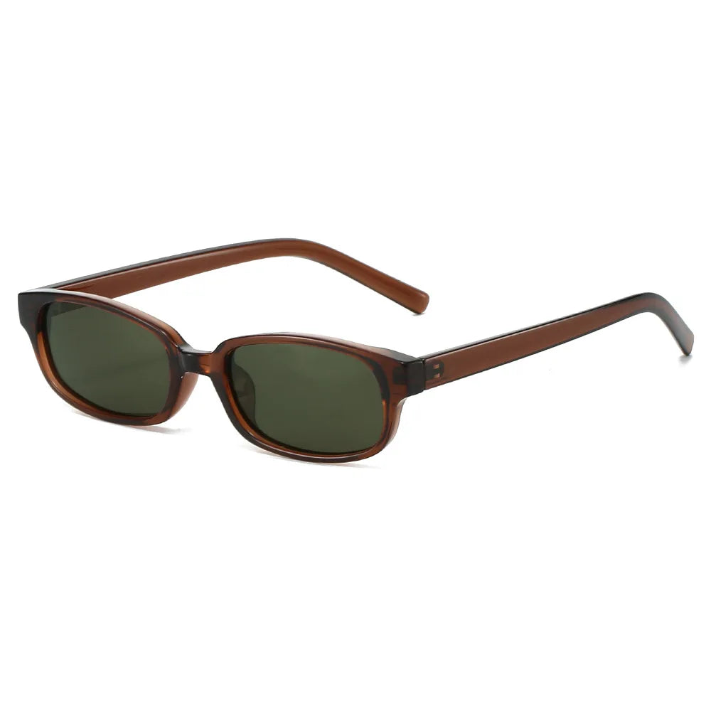 JNPCXI New Ins Popular Fashion Small Rectangle Polarized Men Sunglasses Shades UV400 Retro Leopard Tea Women Punk Sun Glasses