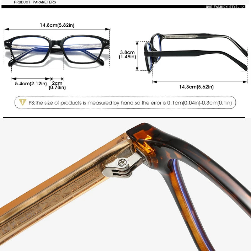 JNPCXI Quality TR90 Glasses Frame Stainless Steel Core Optical Eyeglasses With Anti Blue LIght Rectangle Acetate Leg