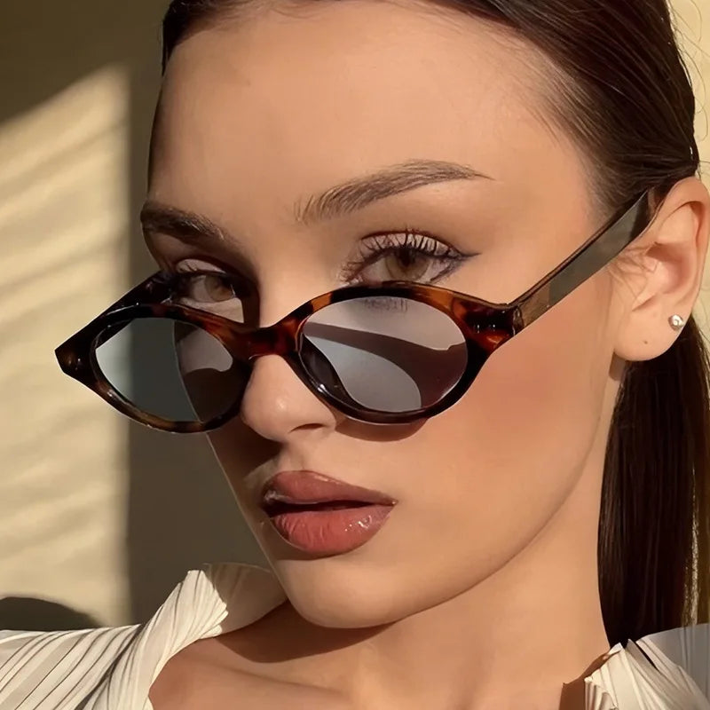 JNPCXI New Retro Small Oval Women Sunglasses Fashion Anti Blue Light Eyeglass Frame Men Trending Rivets Sun Glasses
