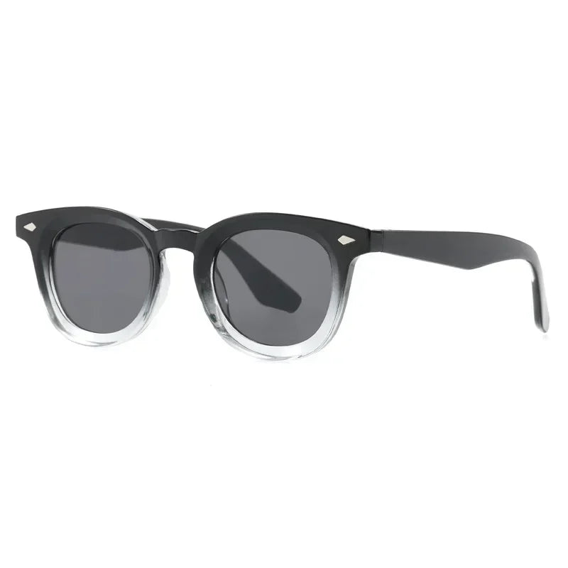 JNPCXI Retro Round Men Sunglasses Fashion Clear Ocean Lens Shades UV400 Women Trending Rivets Sun Glasses