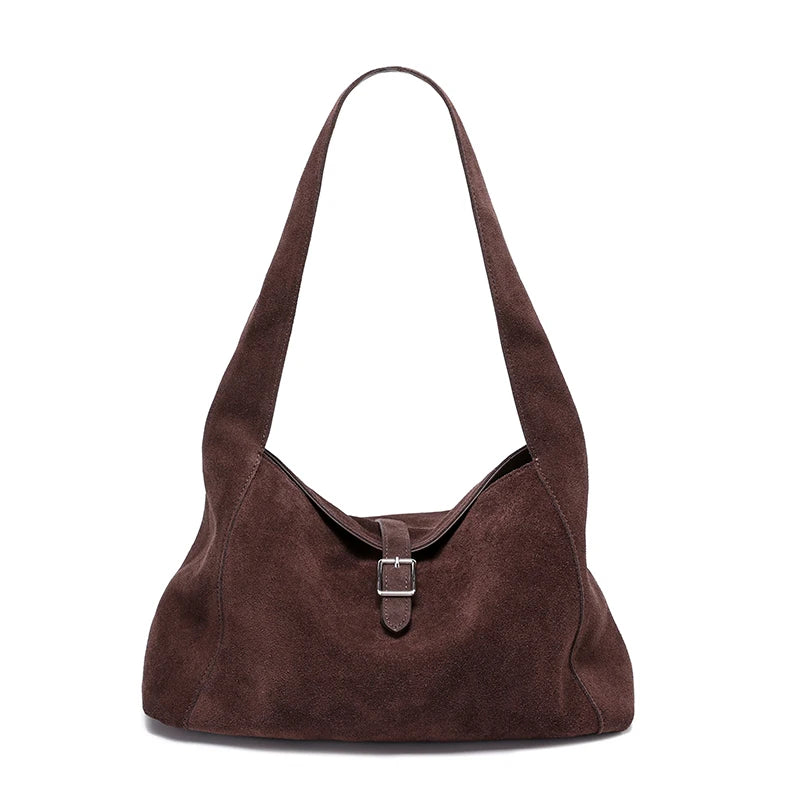 New Winter Women's Natural Suede Leather Bags Female Soft Cowhide Durable Crossbody Shoulder Bag Ladies Fashion Commute Handbags