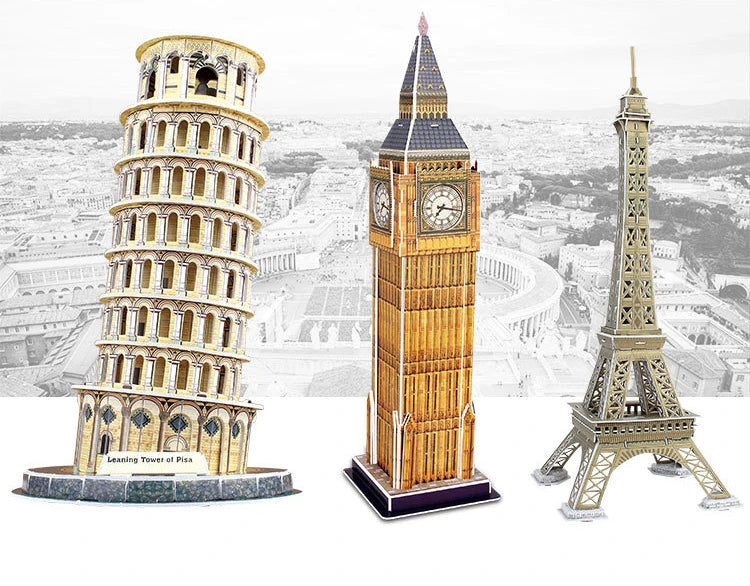 DIY Paper 3D Puzzle Model World Attractions Construction Children's DIY Intellectual Development Educational Toys for Kids