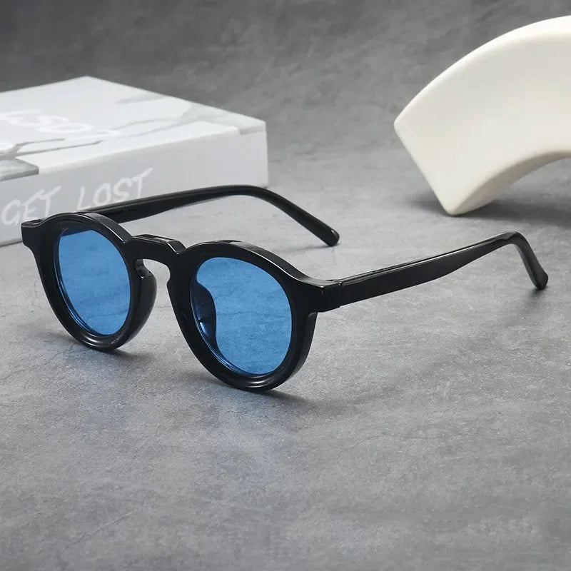 JNPCXI New Round Sunglasses Women Men Punk Shades Retro Trending Sun Glasses Clear Lens Frame UV400 Female