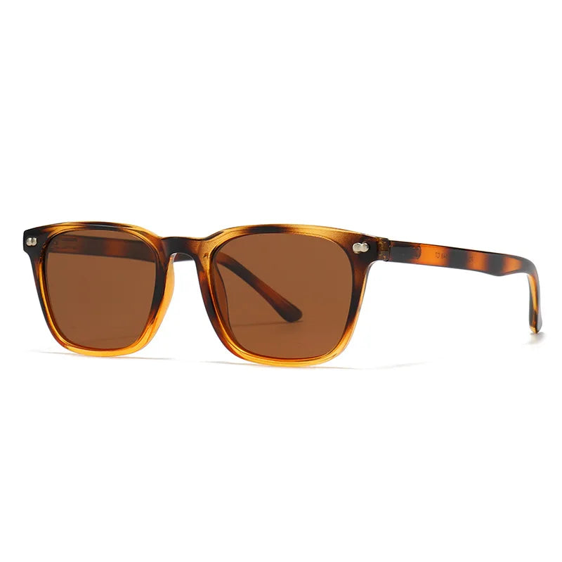 JNPCXI New Vintage Polarized Rivets Polygon Square Leopard Women Sunglasses Fashion Men Shades UV400