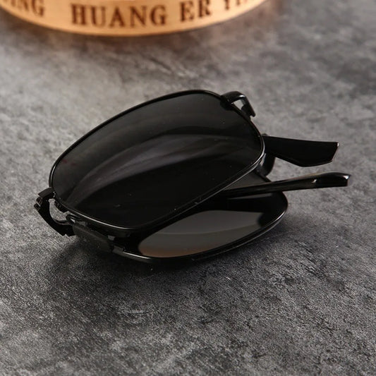 3PC Fashion Folding Photochromic Sunglasses Outdoor Polarized Driving Sunglasses Driving with Alloy Frame Square Glasses for Men