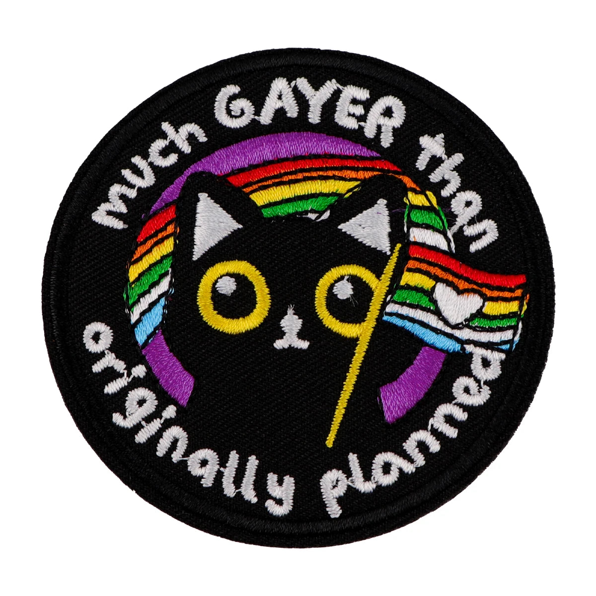 Black Cat Embroidery Patch Rainbow Gay Iron On Patches For Clothing Thermoadhesive Patches On Clothes DIY Sew Badges