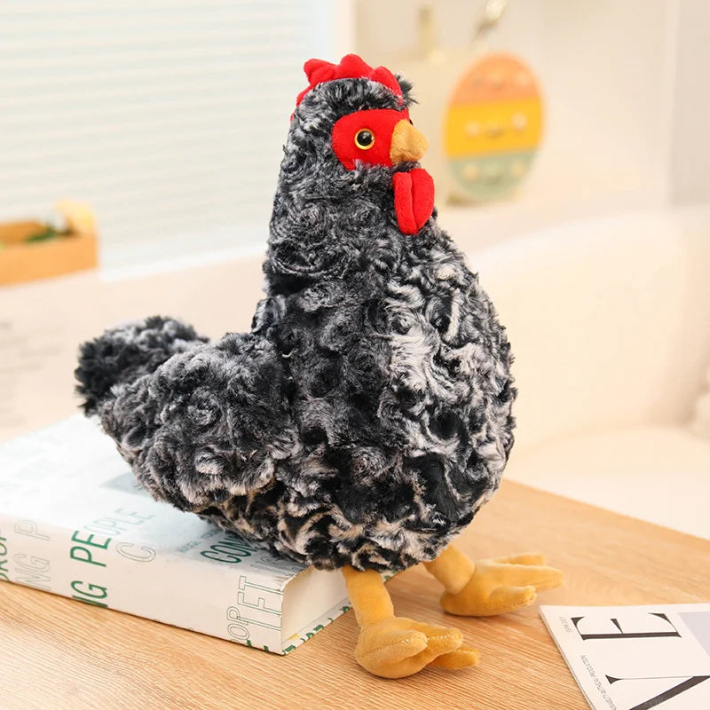 Chubby Rooster Hen Black-bone Chicken Fluffy Simulation Animal Poultry Stuffed Soft Lifelike Huggable Pillow