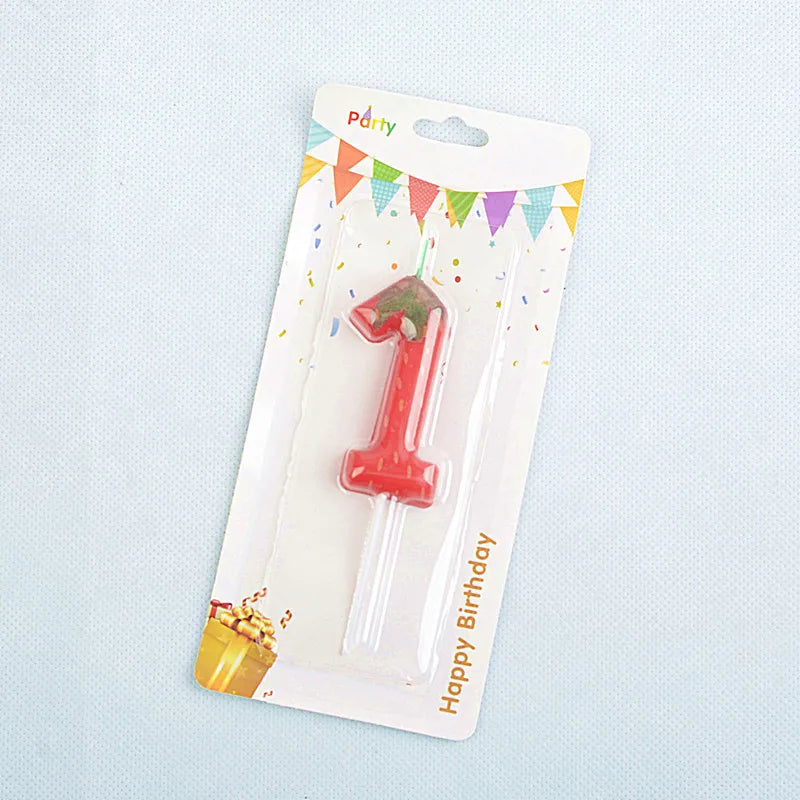 1pc Strawberry Birthday Cake Candle, 0-9 Number Perfect for Anniversary, Birthday & Party Decorations, Celebration Candle