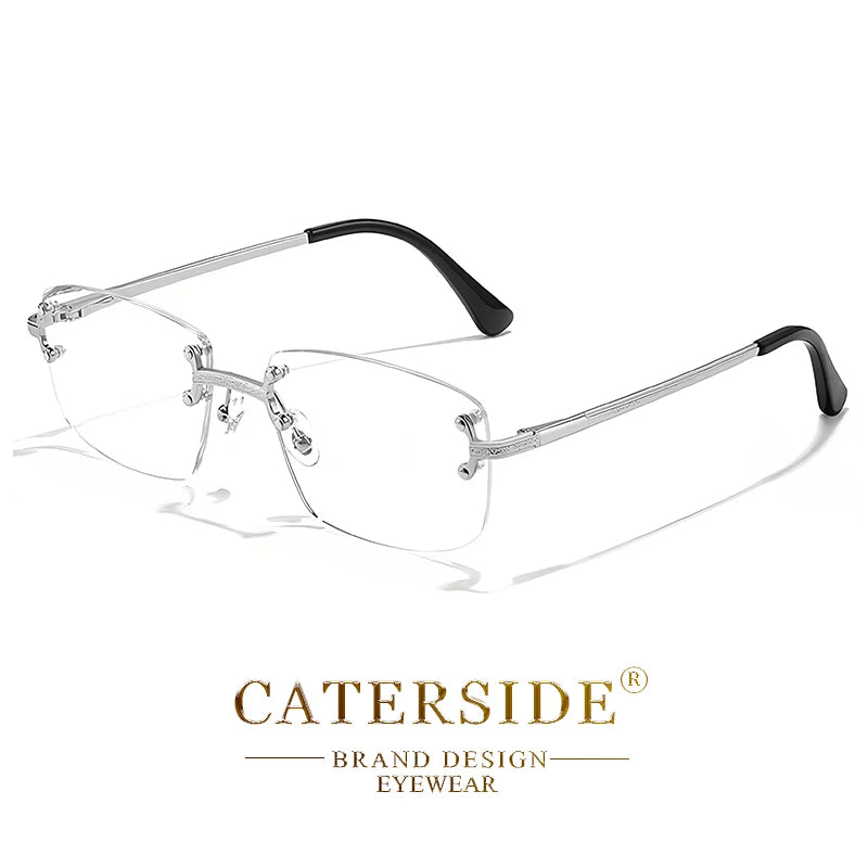 CATERSIDE Metal Rimless Frame Gradient Men's Sunglasses Punk Luxury Women Eyewear Small Rectangle Sun Glasses for UV400 Driving