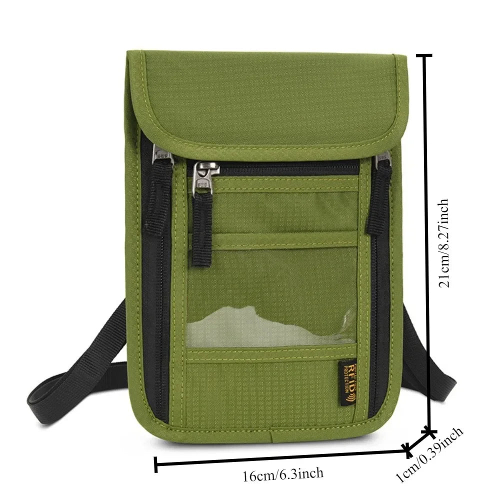RFID Protection Passport Holder Travel Neck Pouch Anti-theft Wallet Hidden Money Document Card Holder Waterproof Large Organizer