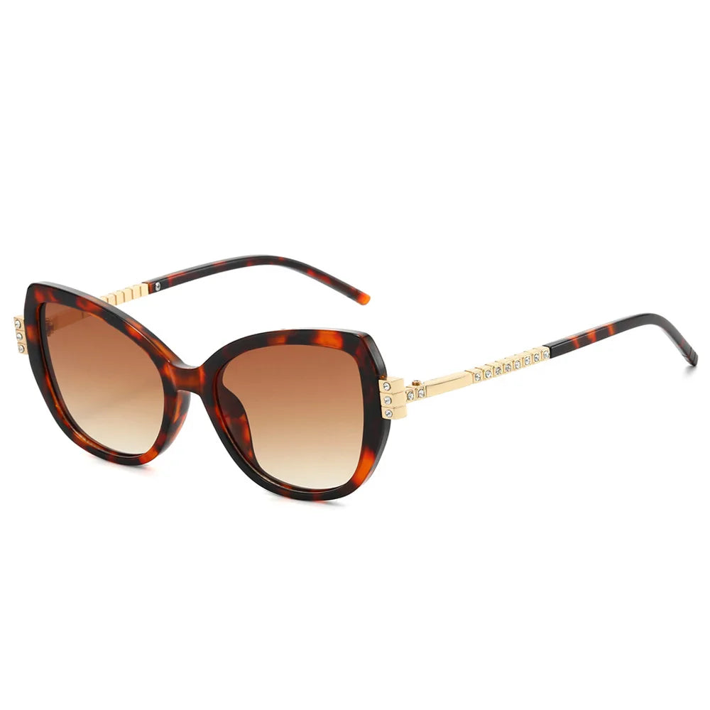 JNPCXI New Cat Eye Sunglasses for Women Luxury Diamond Temple Designer Ins Hot Popular Fashion Shades Female UV400 Glasses