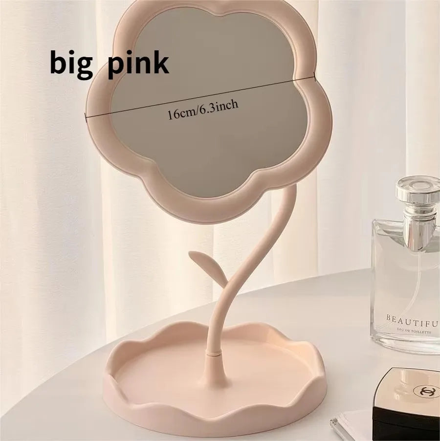 Desktop Sunflower Shape Vanity Mirror: Cute Detachable Jewelry Holder Makeup Mirror for Girls, High-Definition Touch-Up