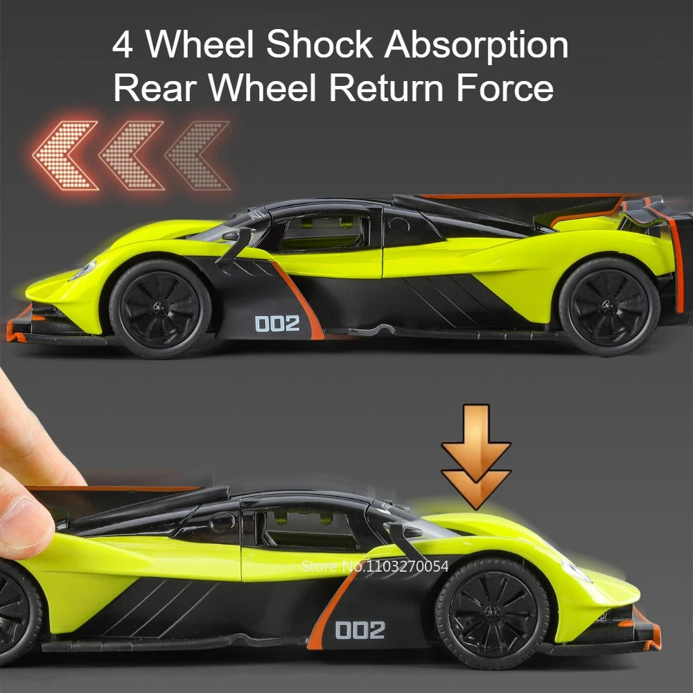 1:24 Valkyrie Pagani Zongta HP Miniature Toys Car Alloy Diecast Model Sound Light Pull Back Doors Opened Sportscar Friend's Gift