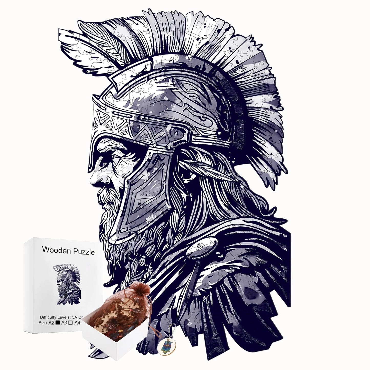 Brave Warrior Wooden Puzzle Retro Style Wooden Decor Christmas and Halloween Gift Toy for Teen and Kid