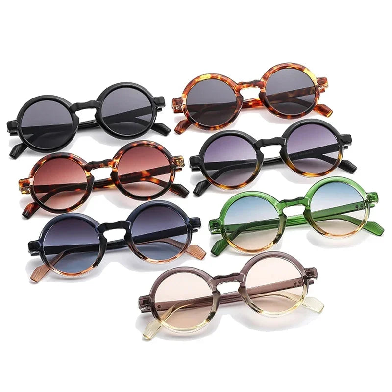 JNPCXI Retro Round Punk Women Sunglasses Fashion Double Color Gradient Purple Shades Men Rivets Sun Glasses UV400