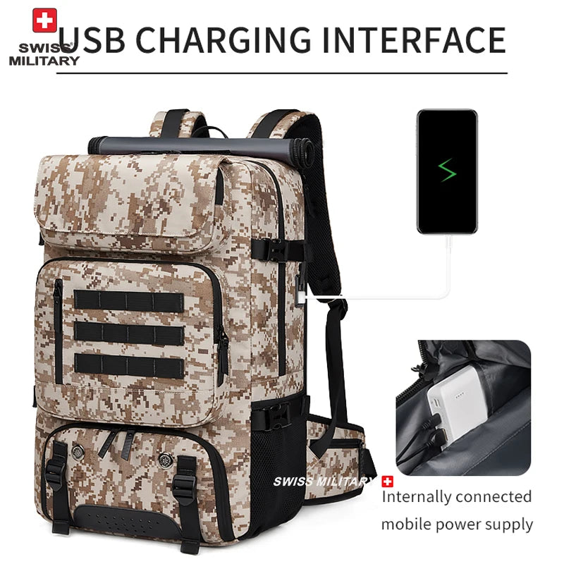 17 in SWISS MILITARY Men Travel Backpack Waterproof Business USB Laptop Backpack