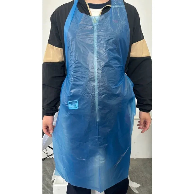 100pcs Thick Long Disposable Plastic Apron: Waterproof Oil-Proof for Restaurant Hot Pot, Adult Cleaning Smock
