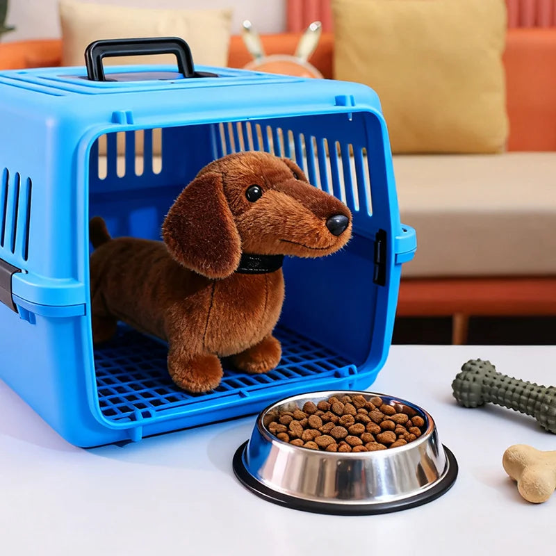 Simulation Dachshund Animal Doll Stuffed Standing Dog Puppy Plush Toy Brown Black Plushie Men Birthday Gift