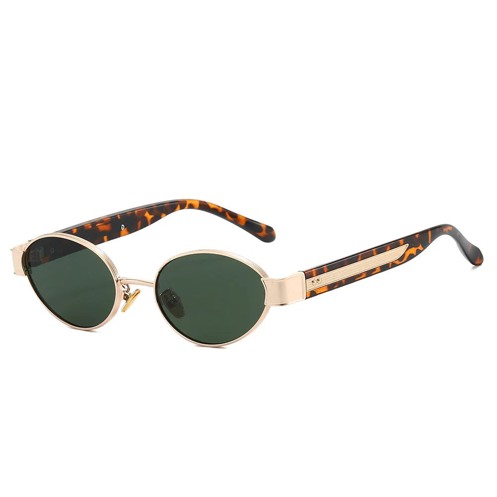 JNPCXI New Retro Oval Metal Rivets Women Luxury Sunglasses Fashion Punk Shades UV400 Trending Men Gradient Sun Glasses