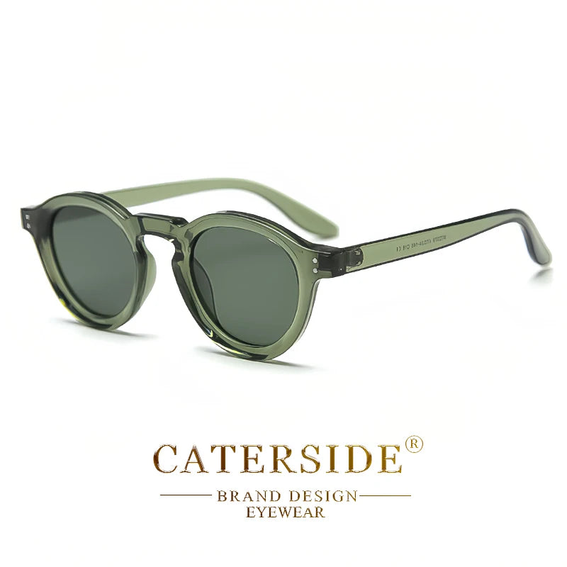 CATERSIDE Round Polarized Sunglasses Men Retro TR90 High-Quality TAC Lenses Sun Glasses Women Driving Fishing Eyewear Travel