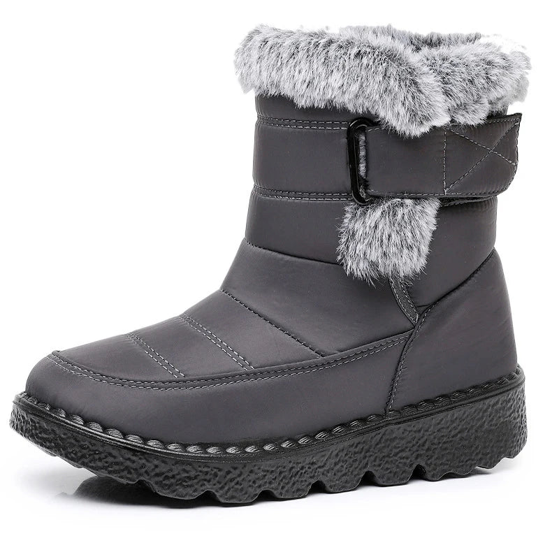 2026 Anti Slip Waterproof Snow Boots Women Faux Fur Platform Winter Ankle Boots Woman Plus Size 43 Thick Plush Cotton Booties