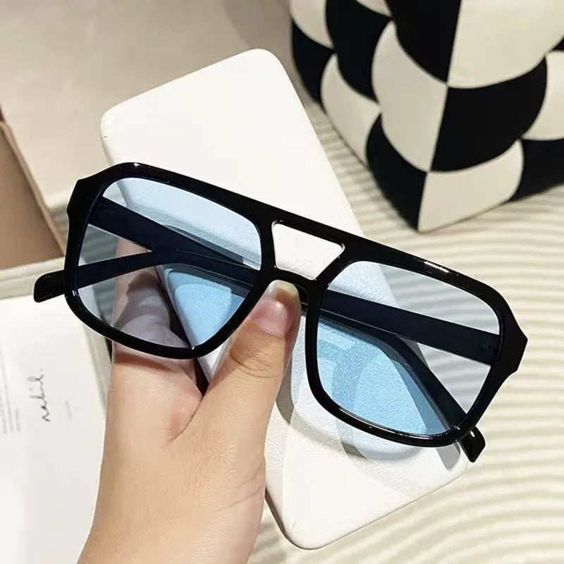 Korean Unisex Sunglasses Square Frame Driving Eyeglass Double Beam Frame Eyewear