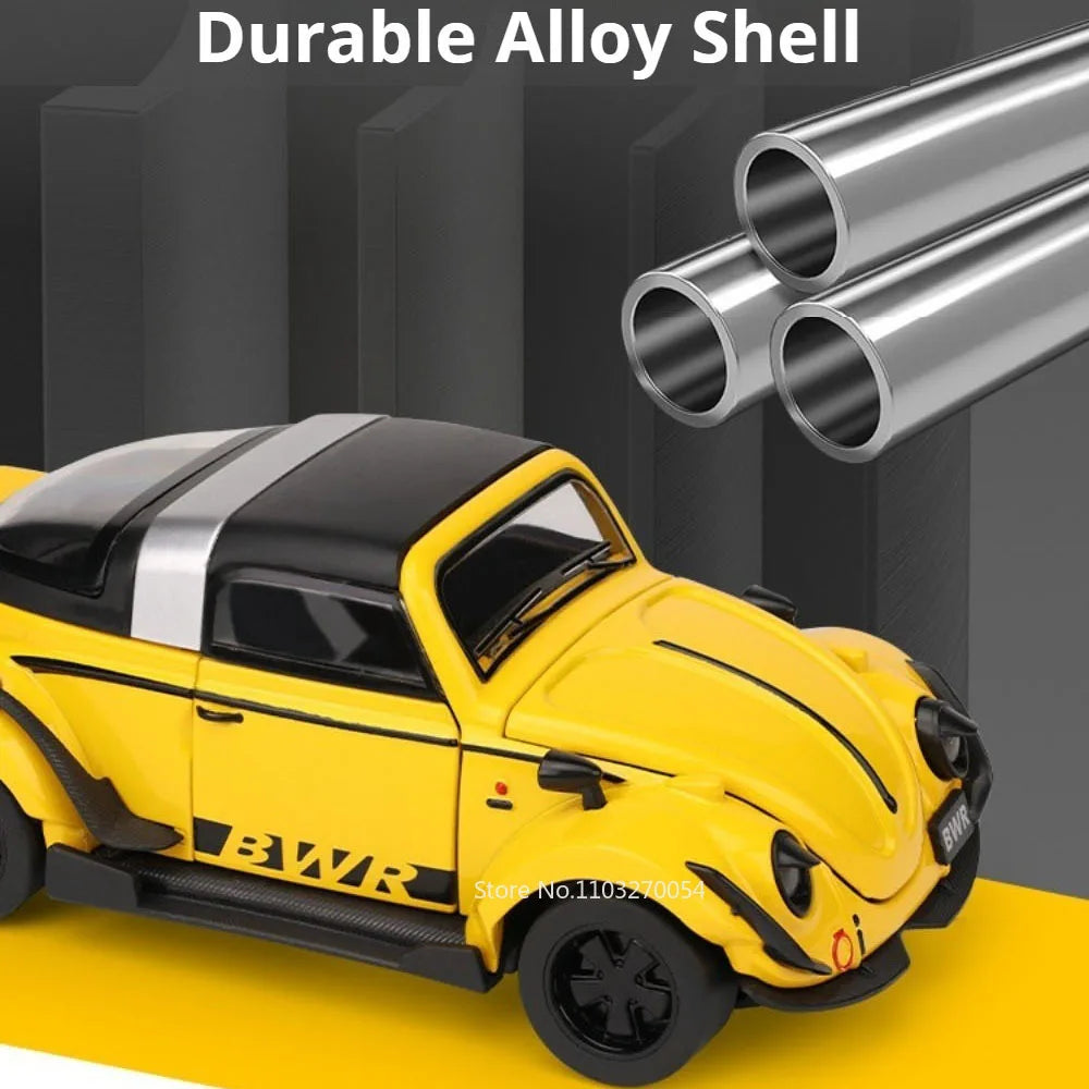 1:32 Beetle Santana Alloy Diecast Models Toys Car Doors Opened Rubber Tires Pull Back Shock Absorption Vehices Desktop Ornaments