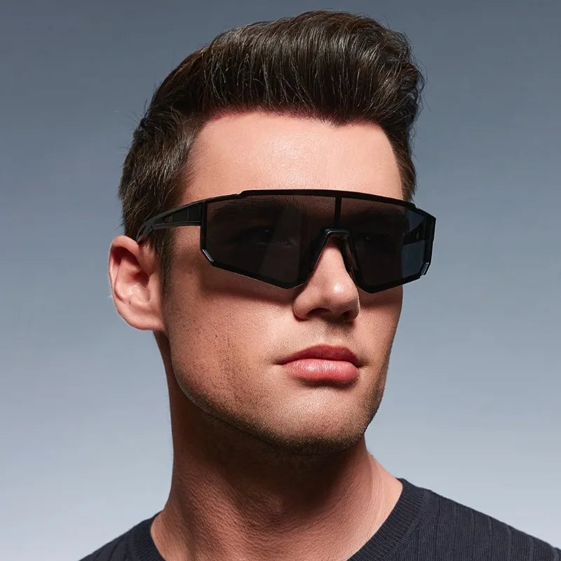 1pc Unisex Trendy Geometric Frame Wrap-Around Sunglasses with Protection Suitable for Daily Outings And Travel Outfit Additions