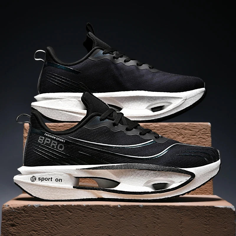 Men Sports Running Shoes Marathon Carbon Board Air Cushion Breathable Lightweight Women's Comfortable Athletic Nonskid Sneakers