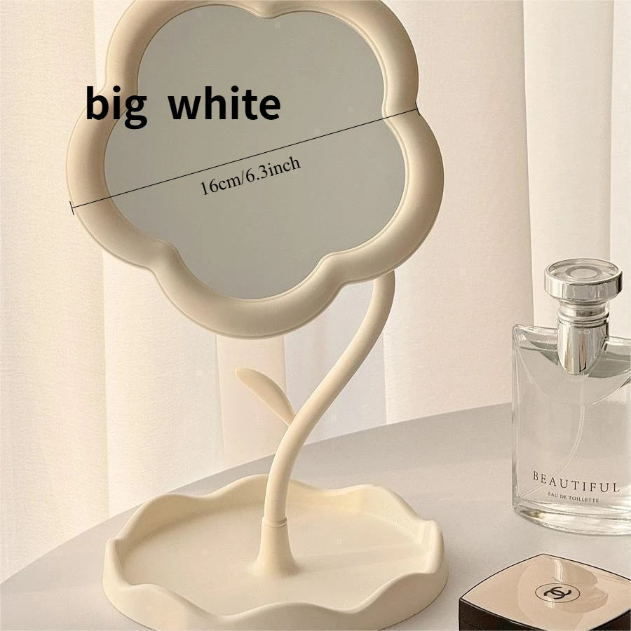 Desktop Sunflower Shape Vanity Mirror: Cute Detachable Jewelry Holder Makeup Mirror for Girls, High-Definition Touch-Up