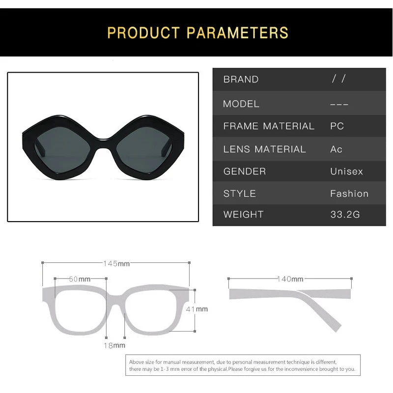 JNPCXI New Retro Irregular Polygon Cat Eye Sunglasses Women Green Red Shades UV400 Fashion Trending Men Sun Glasses