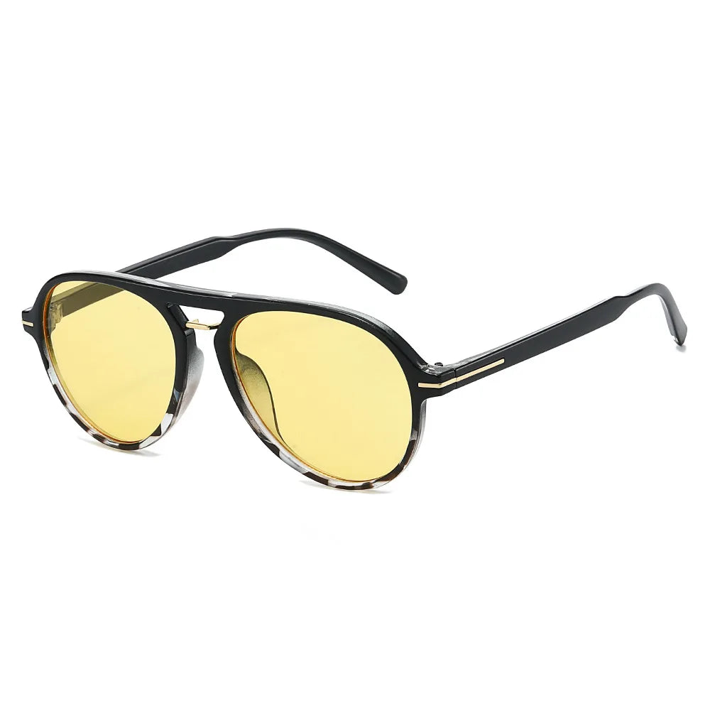 JNPCXI New Fashion Pilot Sunglasses Women Double Bridges Shades Retro Men Candy Color Gradient Trending Sun Glasses UV400