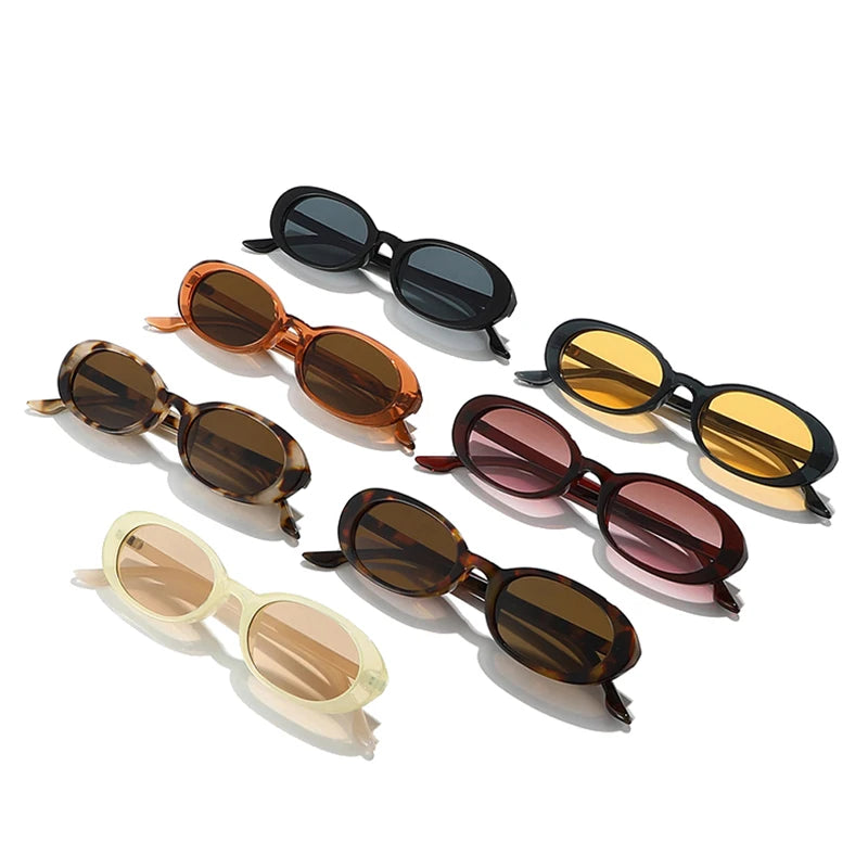 JNPCXI New Retro Small Oval Men Sunglasses Fashion Gradient Shades UV400 Women Outdoor Punk Sun Glasses
