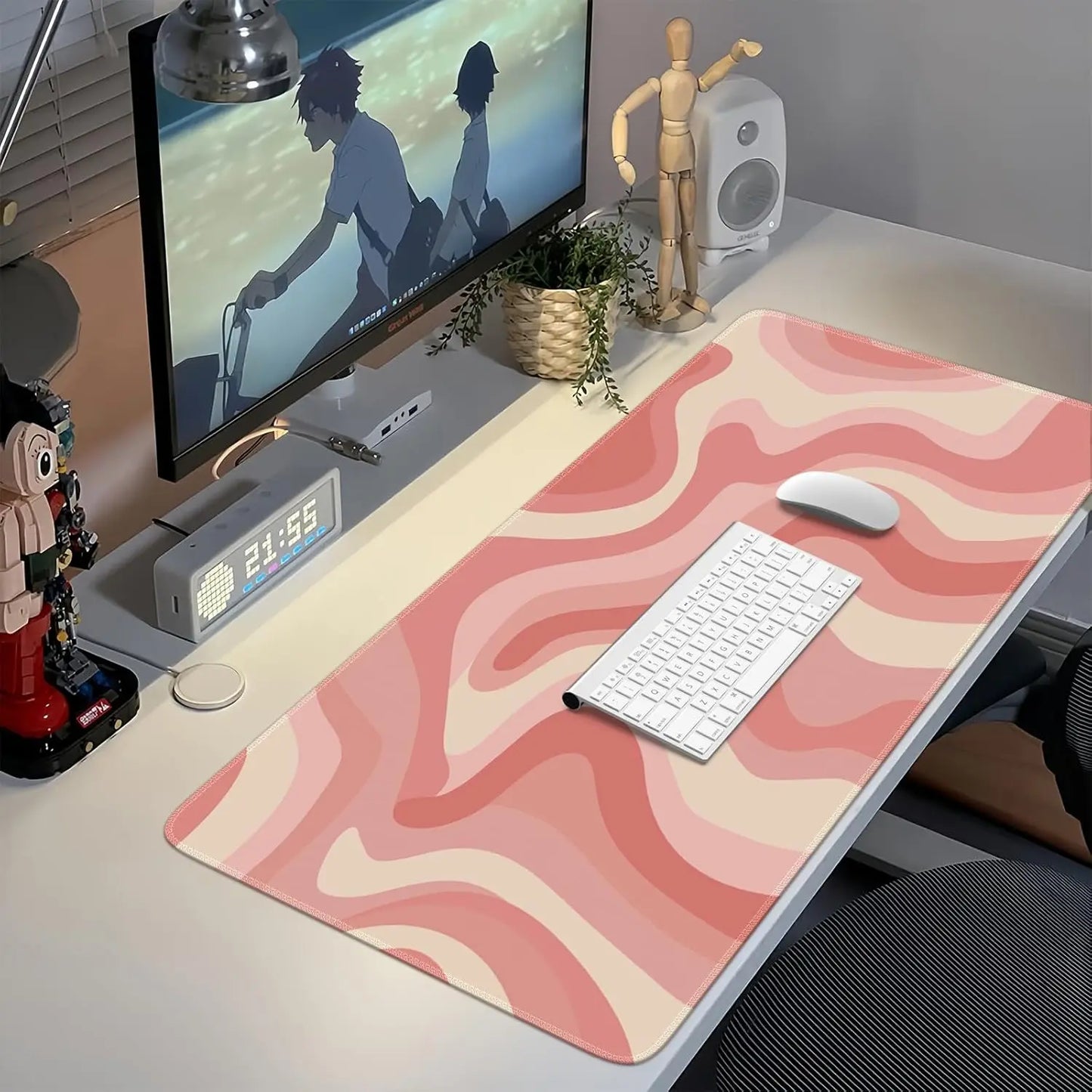 XXL Large Mouse Pad, Rubber Base Mousepad with Stitched Edges, Big Computer Mouse Mat for Office, Home, Fluid