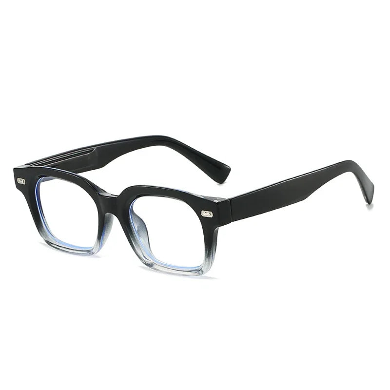 JNPCXI New Square Sunglasses Women Fashion Black Blue Shades UV400 Retro Rivets Men Clear Anti Blue Light Glasses Frame