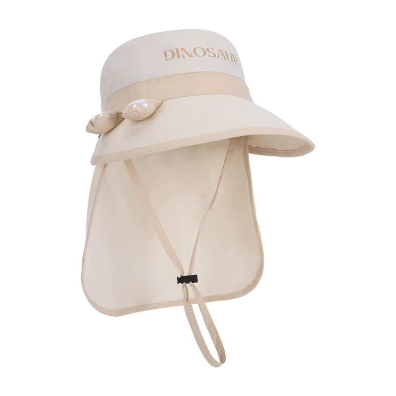 2265-Summer outdoor children's sun protection hatforboysandgirls,cartoonandcute,withalargebrimanddetachablecape,fisherman style.