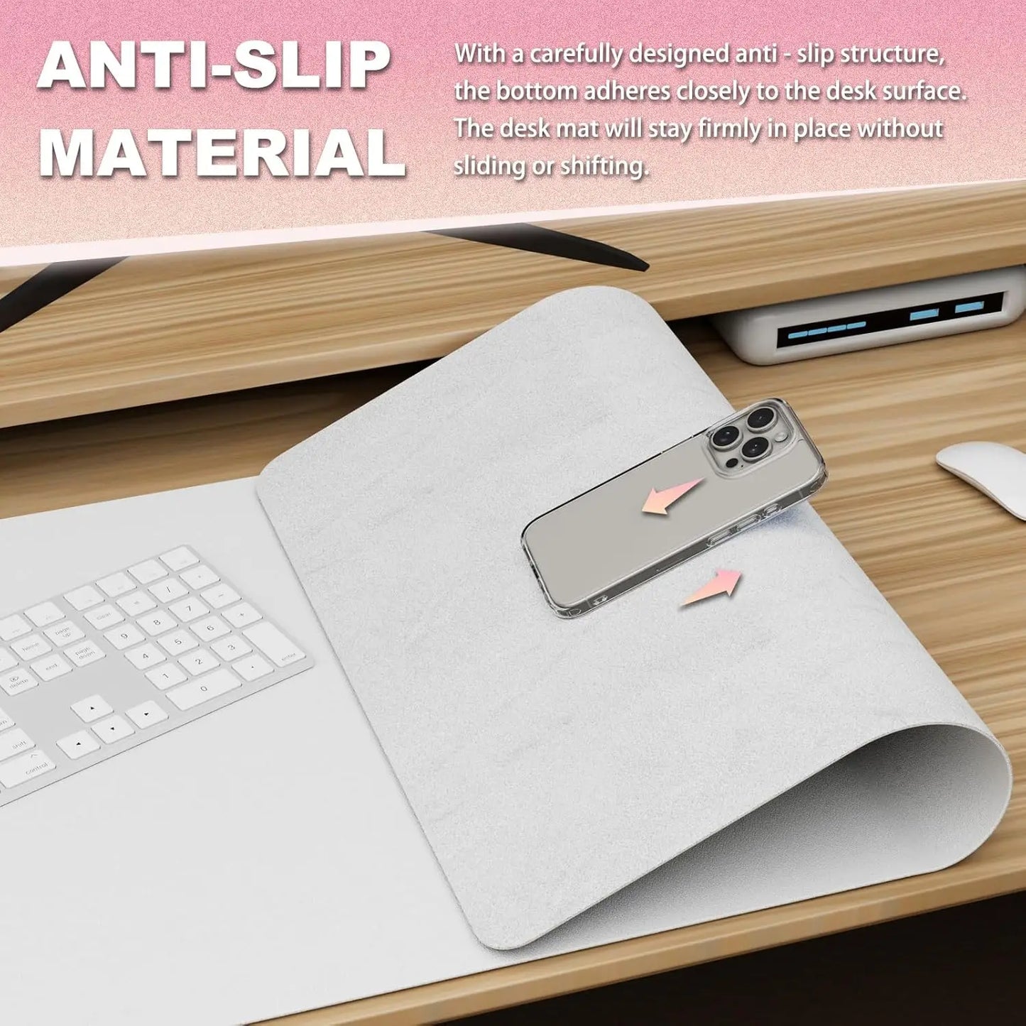 Leather Desk Pad Protector, Office Desk Mat, Large PVC Leather Desk Blotter, Non-Slip Mouse Pad