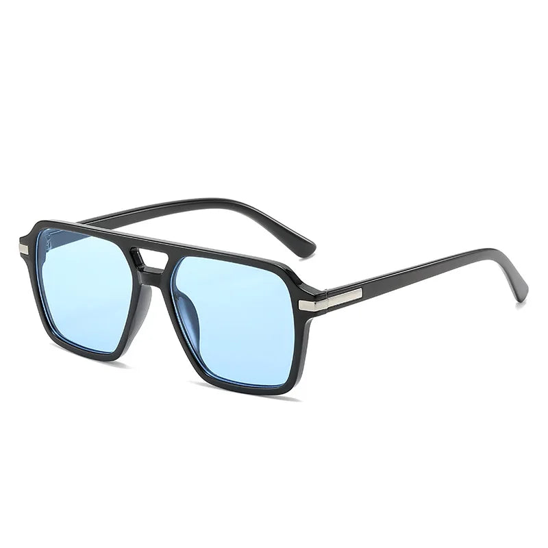 JNPCXI Vintage Double Bridges Square Sunglasses Men Gradient Lens Eyewear Shades Women Trending Sun Glasses UV400