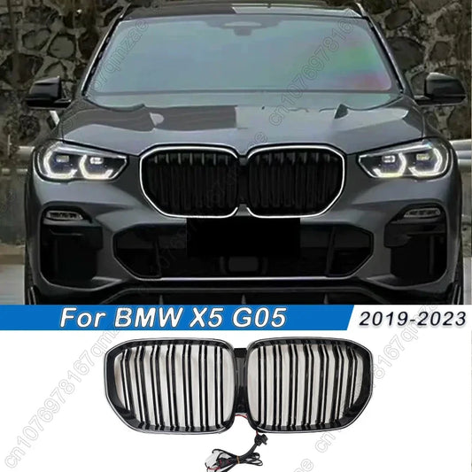 For BMW X5 G05 X5M X5 M F95 2019-2023 Car Front Kidney Grille Racing Grill With LED Light Black Upper Bumper Radiator Grid