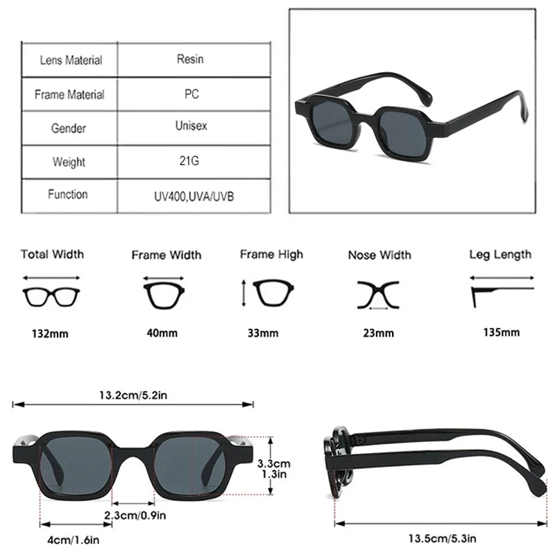 JNPCXI Fashion Small Polygon Square Women Sunglasses Retro Gradient Men Shades UV400 Sun Glasses