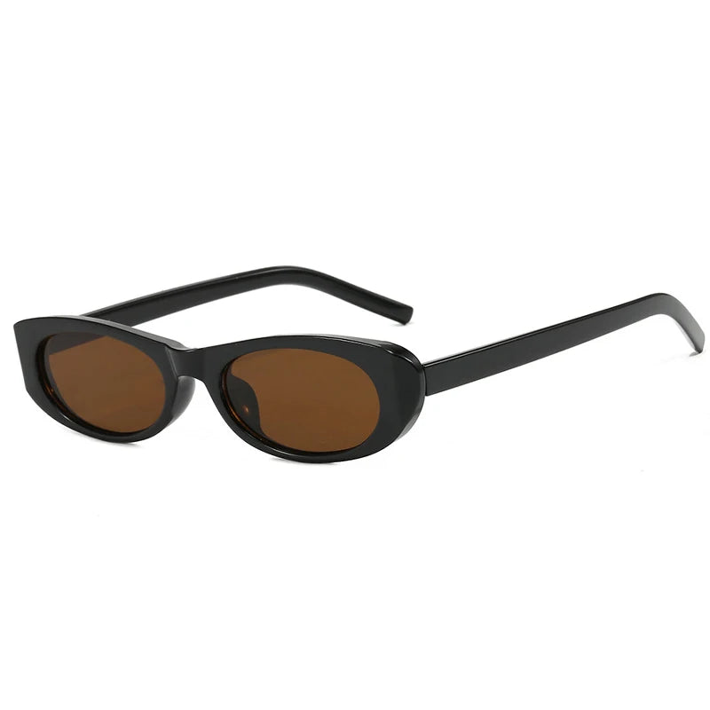 JNPCXI Trendy Cat Eye Black Sunglasses Women Brand Narrow Frame Rectangle Shades Small Eyewear Men Sun Glasses Female Male UV400