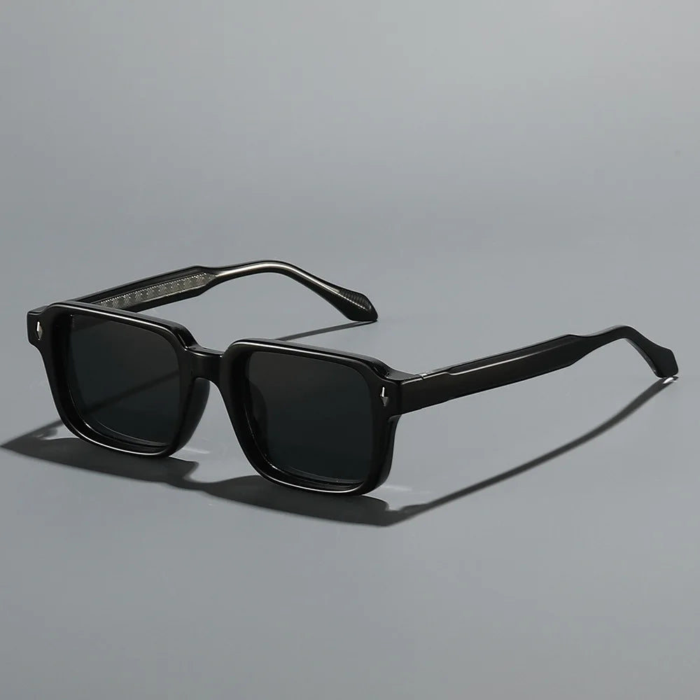 JNPCXI Retro Square Rivets Women Luxury Sunglasses Fashion Dark Green Shades UV400 Trending Men Punk Sun Glasses