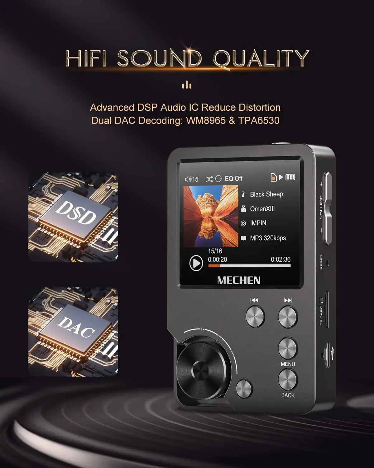 High Quality Lossless MP3 Player/MECHEN-M30/HiFi/64GB Memory Card, Up to 256GB