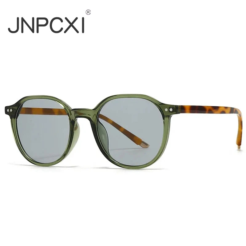 JNPCXI Fashion Round Sunglasses Women Vintage Rivets Punk Men Ins Popular Shades Gradient Sun Glasses UV400