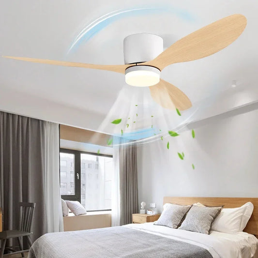 Modern LED Ceiling Fan Lights, Low Floor Decorative Lights with Remote Control