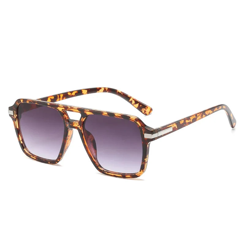 JNPCXI Vintage Double Bridges Square Sunglasses Men Gradient Lens Eyewear Shades Women Trending Sun Glasses UV400