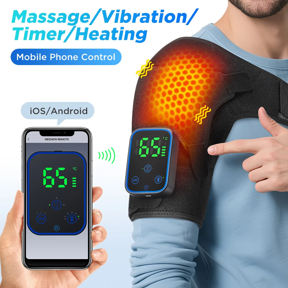Electric Shouldert Heating Pad Vibration Heated Shoulder Muscle Relax Belt Wireless Mobile Phone Control Shoulder Support Brace